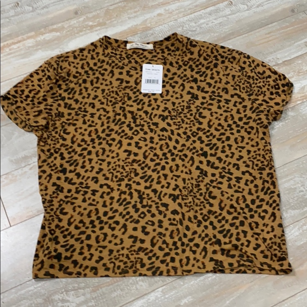 NWT Free People leopard print tee xs